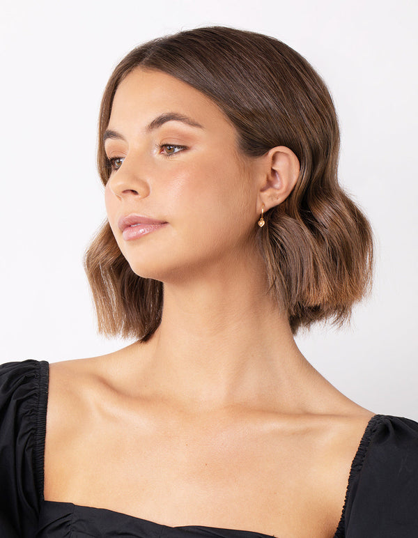 Gold Plated Sterling Silver Mini Heart Hoop Earring