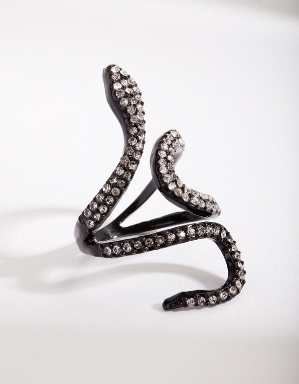 Green Diamante Swirl Snake Ring