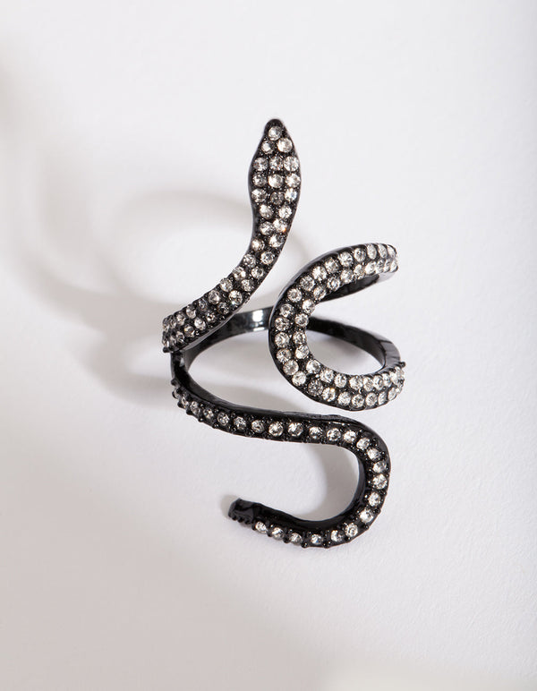 Green Diamante Swirl Snake Ring