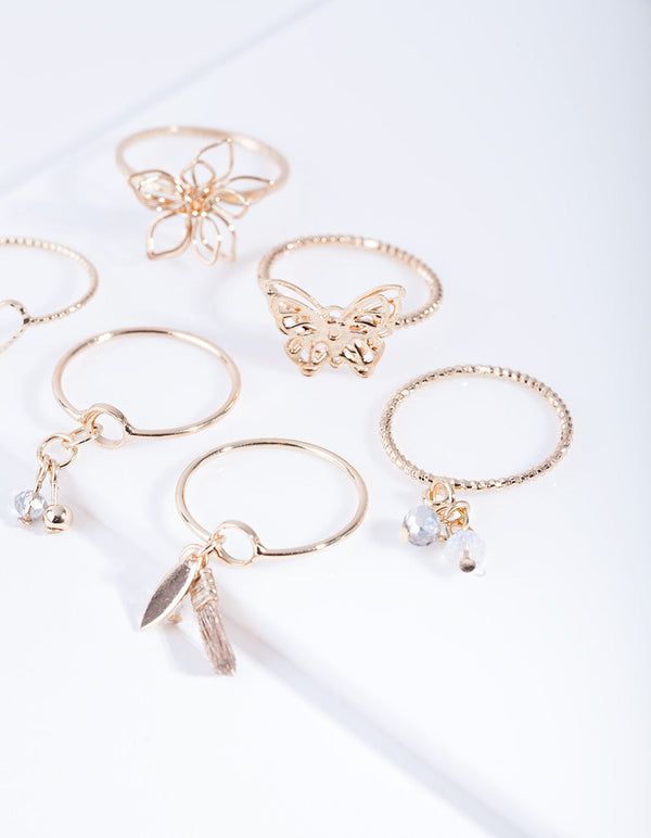 Gold Nature Shapes Ring Pack