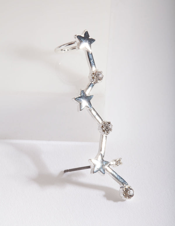 Silver Star Diamante Ear Cuff