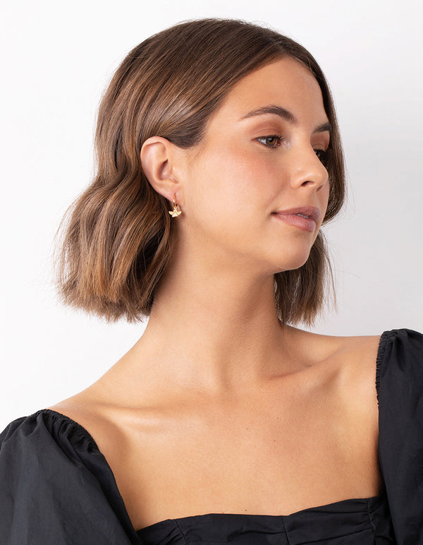 Gold Plated Sterling Silver Cherub Hoop Earrings