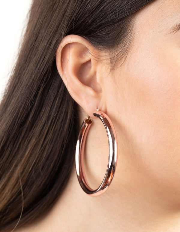 Rose Gold Polished Hoop Earrings