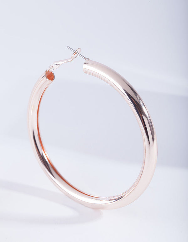 Rose Gold Polished Hoop Earrings