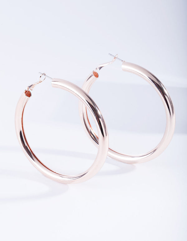 Rose Gold Polished Hoop Earrings