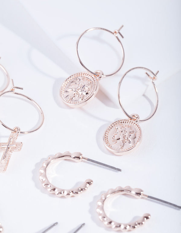 Rose Gold Medallion Mix Earring Pack
