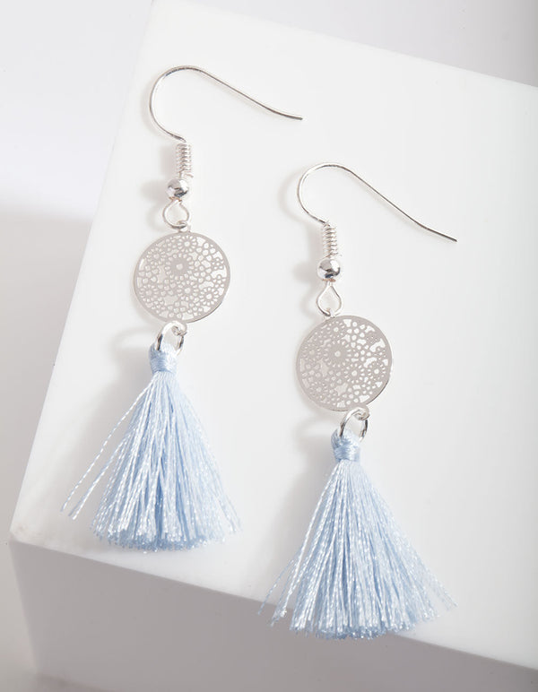 Silver Filigree Disc Earrings