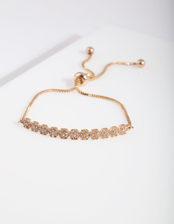 Gold Diamante Ball Toggle Row Bracelet