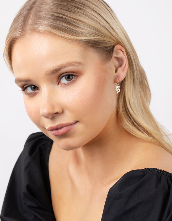 Sterling Silver Dragon Hoop Earrings