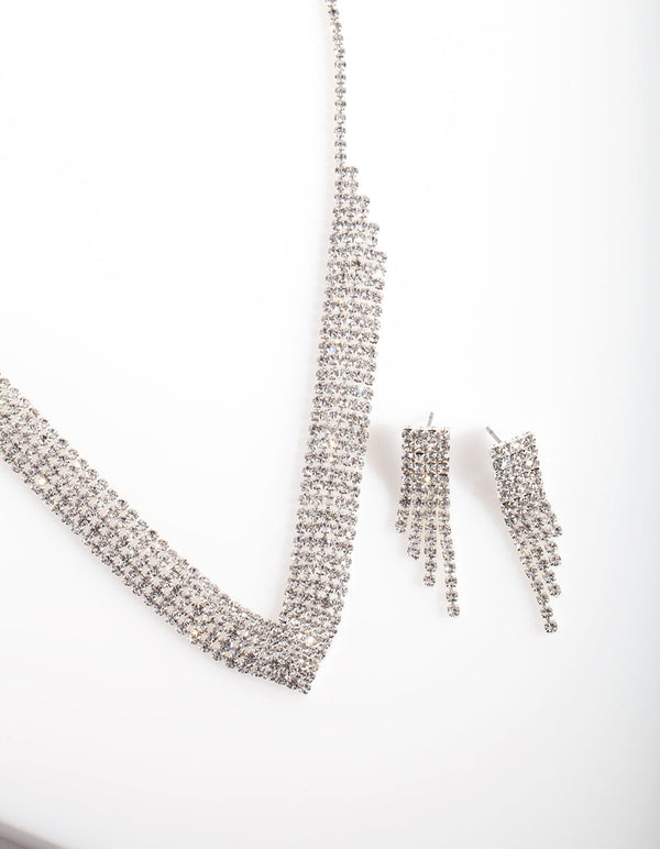 Silver Diamante Jewellery Set