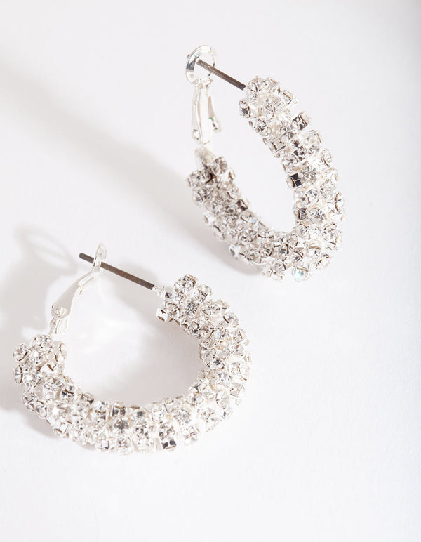 Silver Mini Hoop Cup Chain Earrings