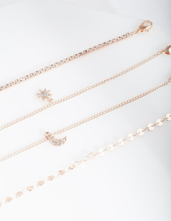 Rose Gold Celestial Bracelet Anklet Pack