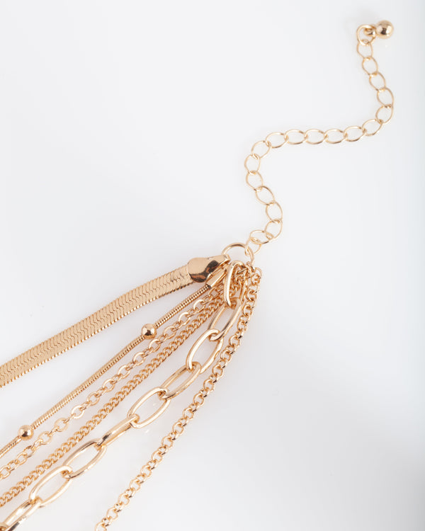 Gold Mixed Chain Necklace