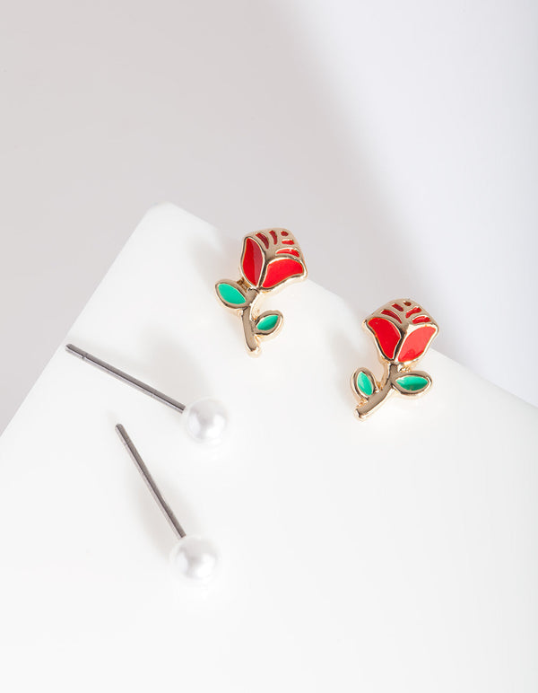 Pearl Rose Earring Pack