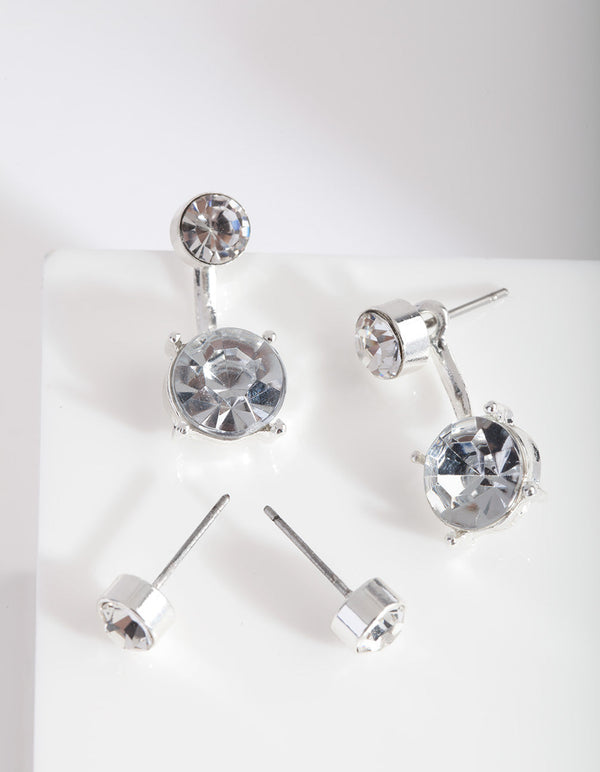 Silver Diamante Ball Drop Earrings