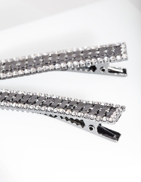 Gunmetal Glow Mesh Hair Clips 2-Pack