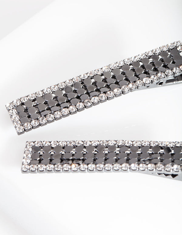 Gunmetal Glow Mesh Hair Clips 2-Pack
