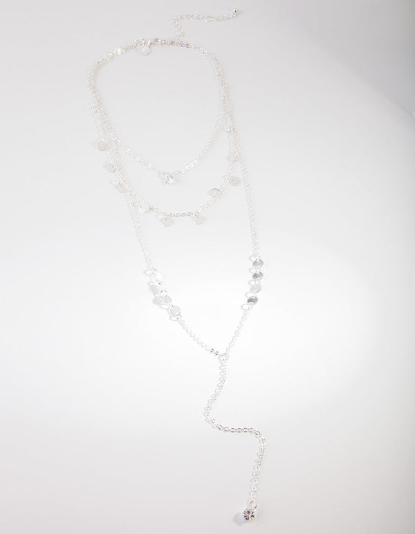 Srebrny naszyjnik choker z wielowarstwową zawieszką w kształcie dysku