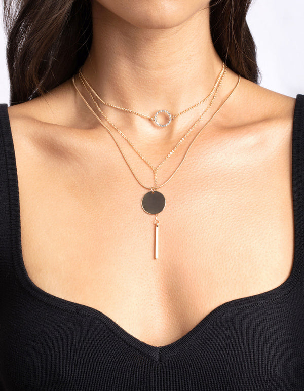 Gold Circle Bar Choker Pack