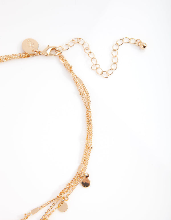 Gold Essential Disk & Circle Charm Choker Necklace