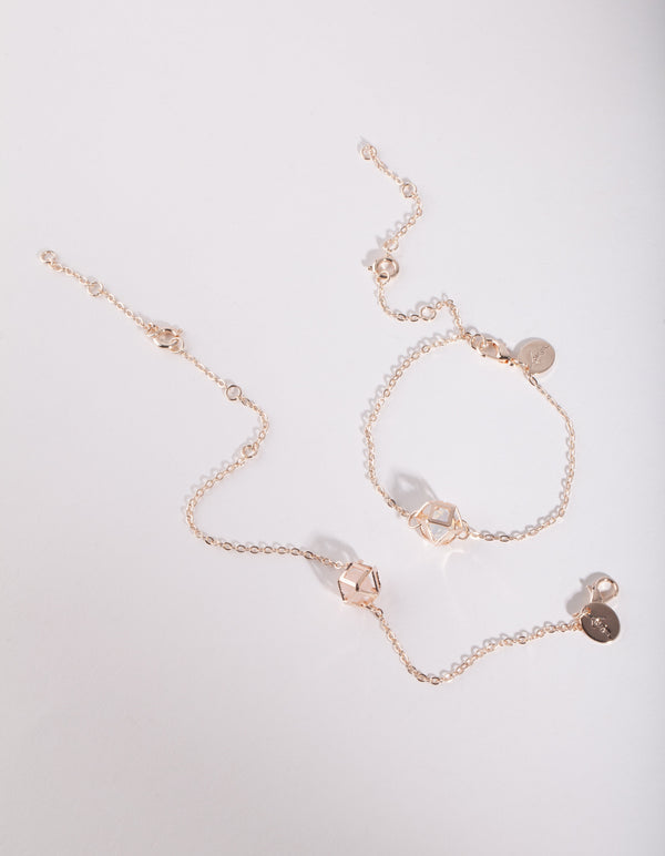 Rose Gold Semi Precious Shaker Bracelet 2 Pack