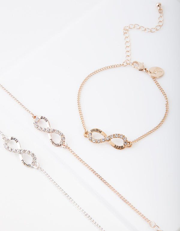 Mixed Metal Best Friends Infinity Bracelet Pack