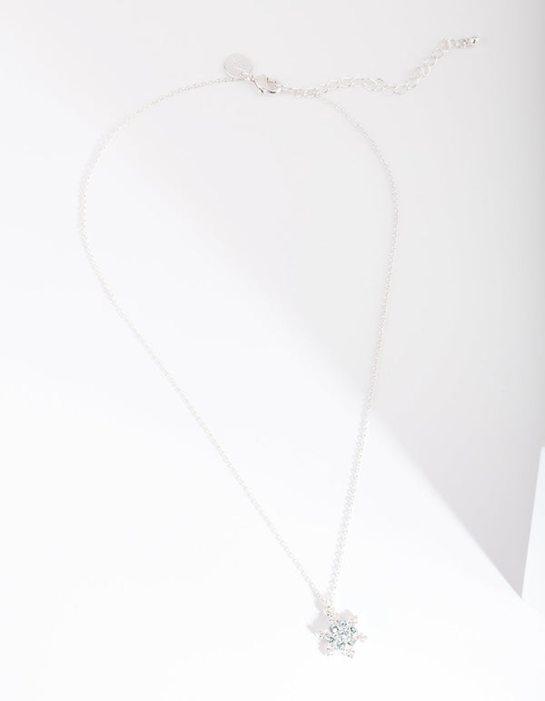 Silver Diamante Snowflake Necklace