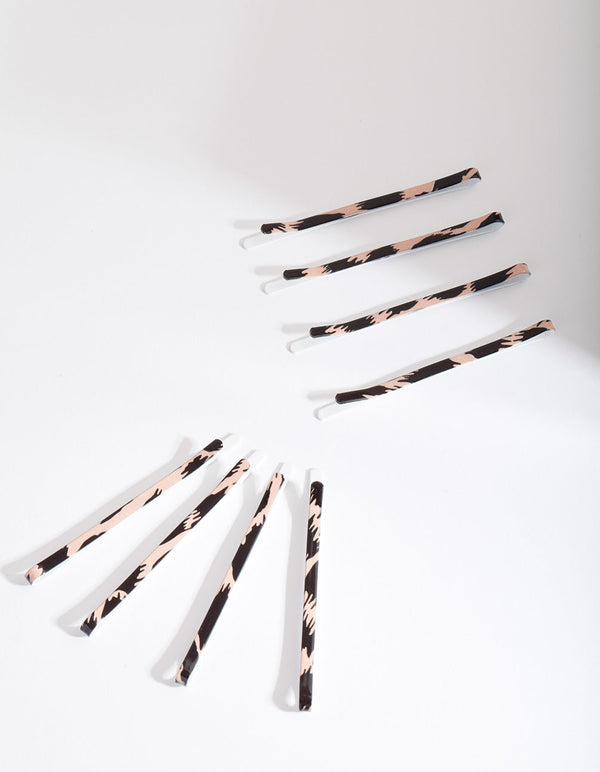 4cm Leopard Hair Pin 8-Pack