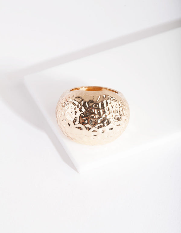 Gold Textured Dome Ring