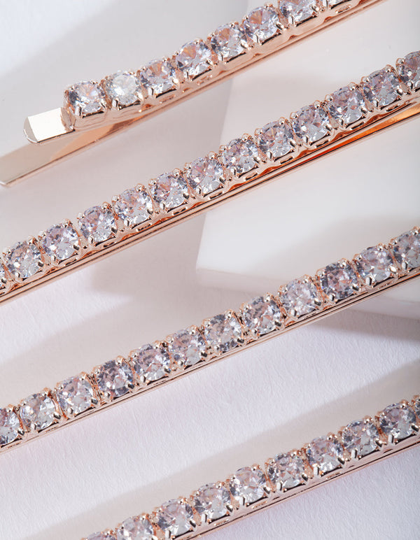 Silver Cubic Zirconia Gem Clip 4 Pack