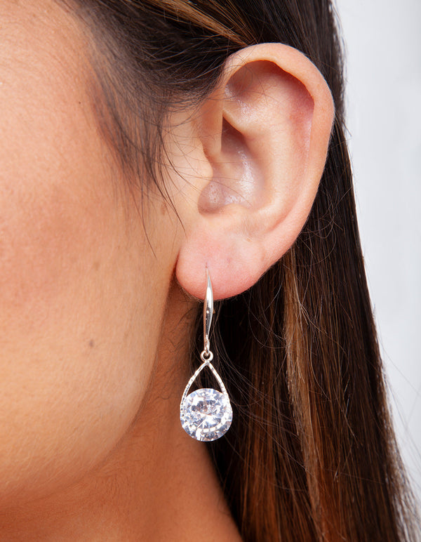 Silver Cubic Zirconia Teardrop Earrings