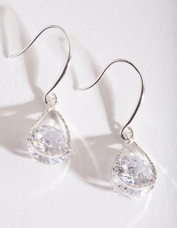 Silver Cubic Zirconia Teardrop Earrings
