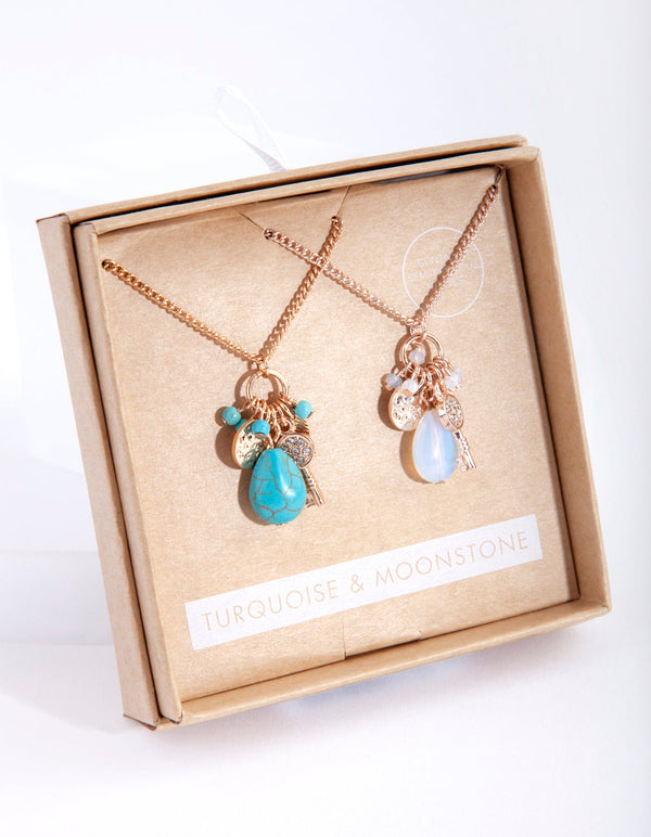 Semi Precious Gem Cluster Necklace Pack