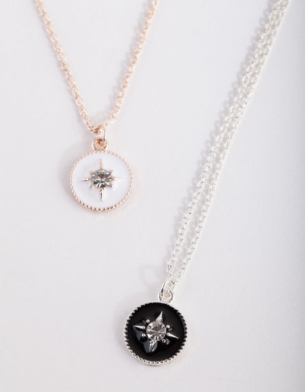 Mixed Metal Noir Blanc Necklace 2 Pack