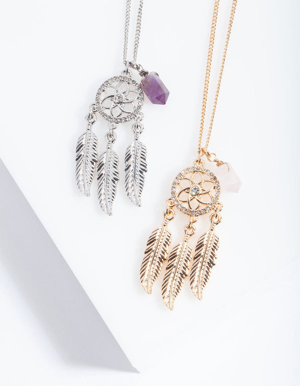 Mixed Metal Dream Catcher Necklace Pack