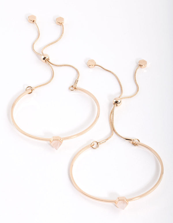 Gold Rose Quartz Toggle Bracelet