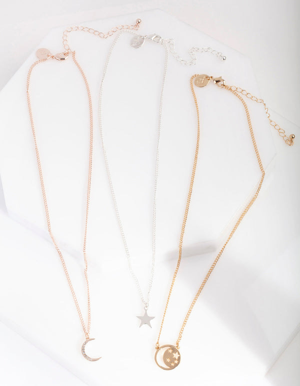 Gold Luck Charms Necklace 3 Pack