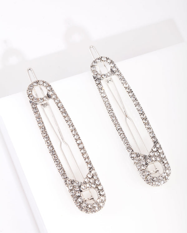 Diamante Safety Pin Hair Clip 2-Pack
