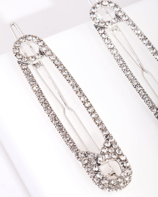 Diamante Safety Pin Hair Clip 2-Pack