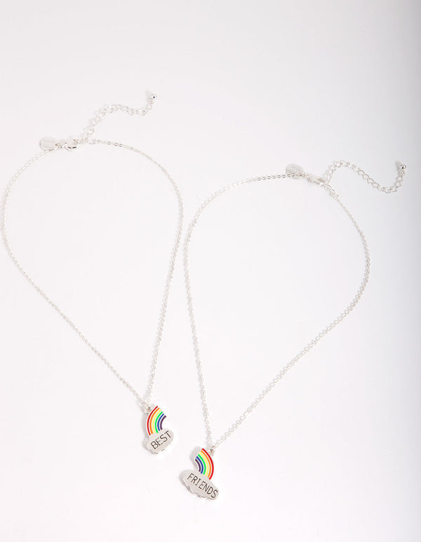 Kids Silver Rainbow Best Friends Necklace Pack
