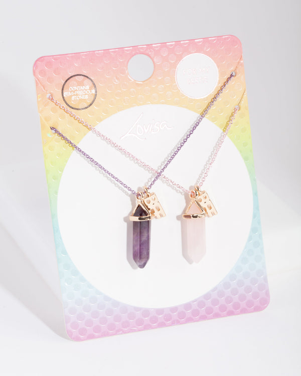 Kids Coated Metal Shard BF Necklace Set