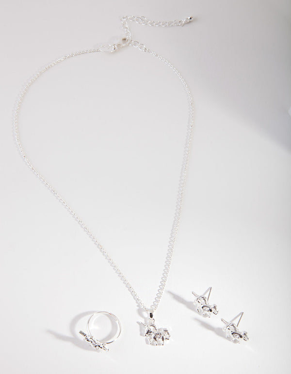 Kids Diamond Simulant Unicorn Jewellery Set