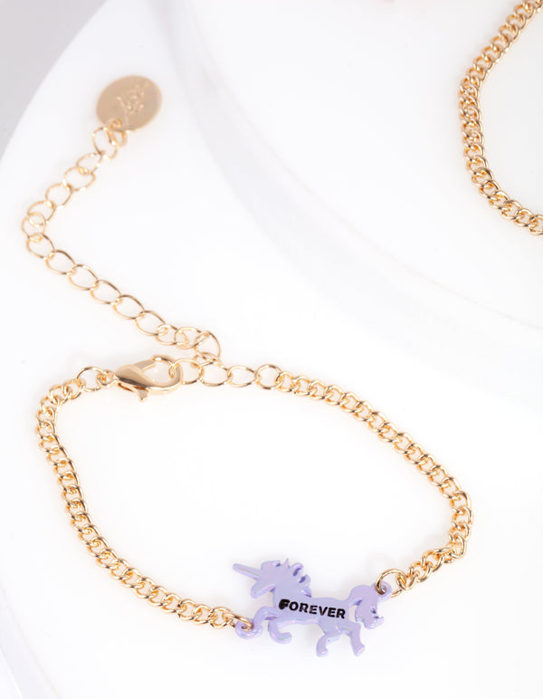 Kids Gold Unicorn BFF Bracelet 3 Pack