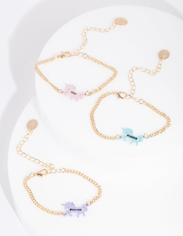 Kids Gold Unicorn BFF Bracelet 3 Pack