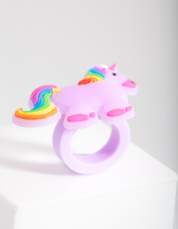 Kids Purple Rubber Unicorn Ring