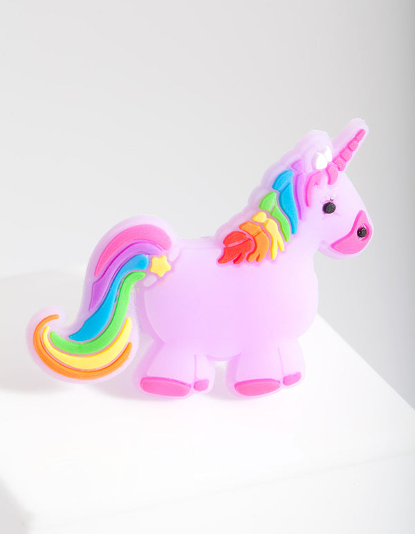 Kids Purple Rubber Unicorn Ring