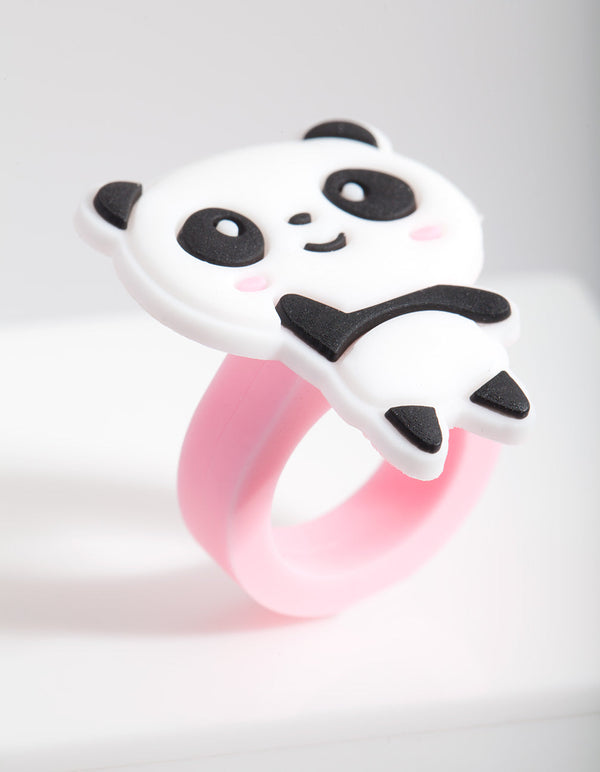 Kids Pink Rubber Panda Ring