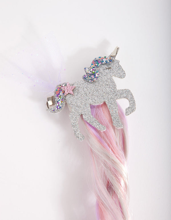Kids Rainbow Unicorn Hair Extension Clip