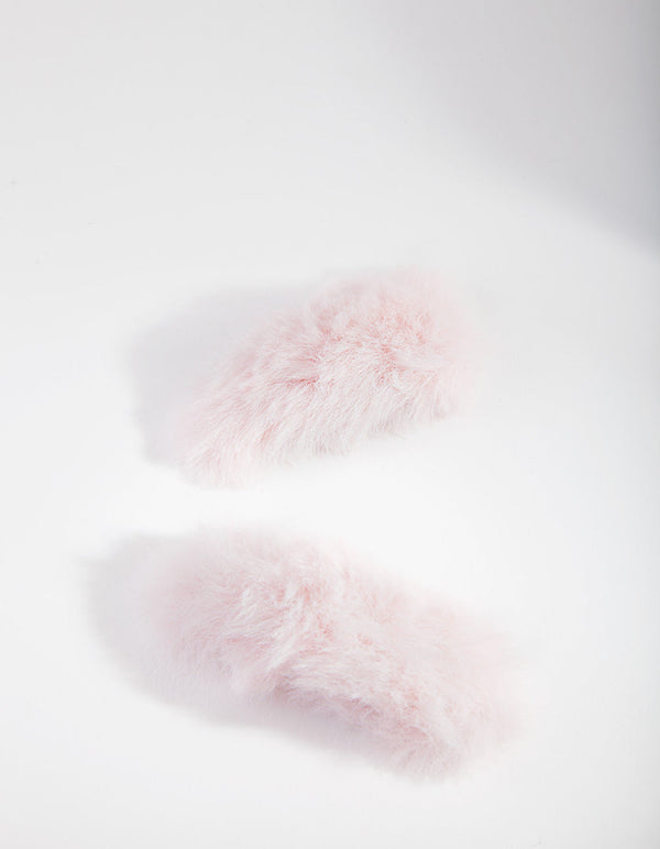 Spinki do włosów dla dzieci Fluffy Pink (2 sztuki)
