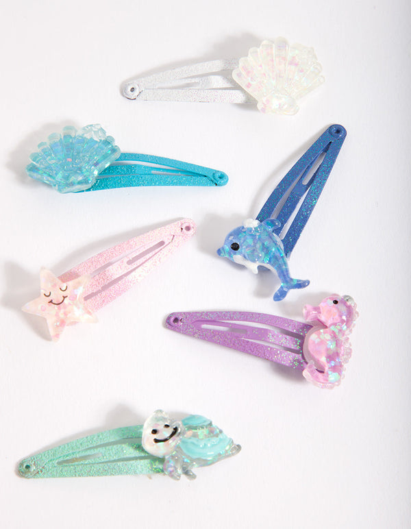 Kids Colourful Sea Creatures Hair Clip 6 Pack